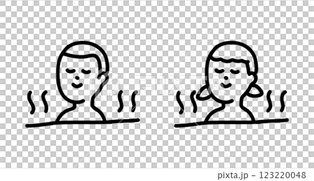 Hand-drawn vector illustration of a boy and girl relaxing in the bath 123220048