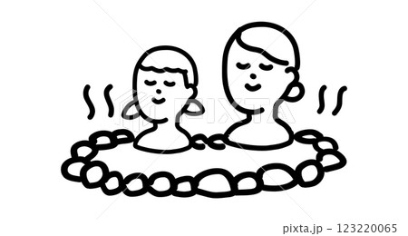 一緒に温泉でリラックスする母と小さい娘の手書きベクターイラスト 一緒に温泉でリラックスする母と小さい娘の手書きベクターイラスト 123220065