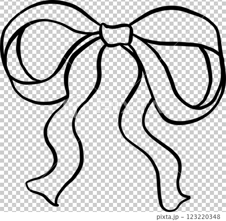 Retro Ribbon Bow Hand Drawn Outline Retro Ribbon Bow Hand Drawn Outline 123220348
