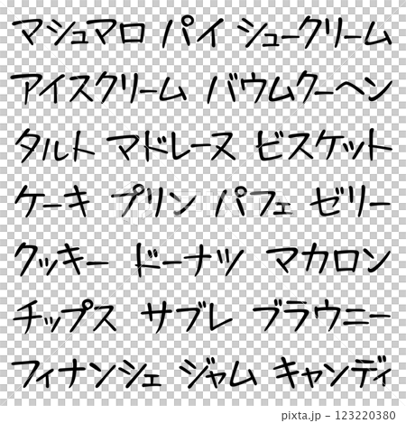 手書き風文字　洋菓子の名前 123220380