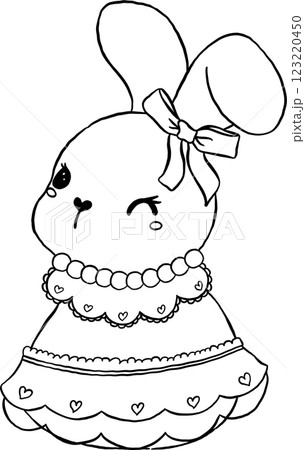 Vintage Coquette Bunny with Bow Outline 123220450