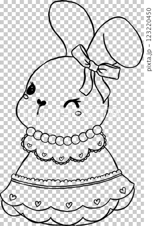 Vintage Coquette Bunny with Bow Outline 123220450