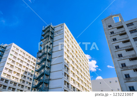 日本の東京都市景観　都営勝どき五丁目アパートなどを望む 123221007