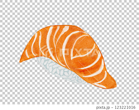 水彩で描いた日本食お寿司のサーモンのイラスト素材 水彩で描いた日本食お寿司のサーモンのイラスト素材 123221016