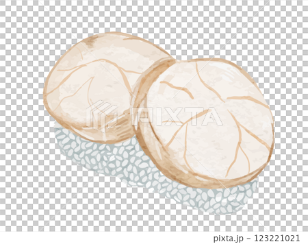 Watercolor illustration material of Japanese food sushi scallop 123221021