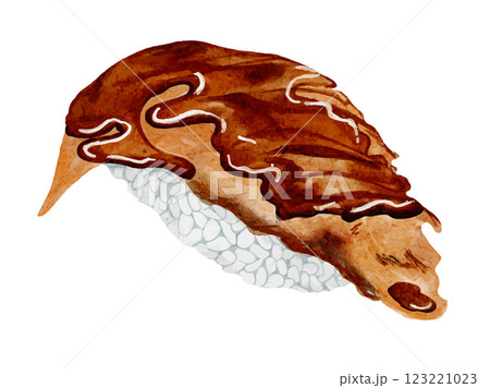 水彩で描いた日本食お寿司のあなごのイラスト素材 水彩で描いた日本食お寿司のあなごのイラスト素材 123221023