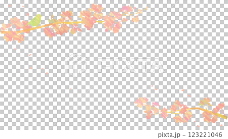 桜の木と小鳥のコラージュイラスト　春の背景素材 123221046