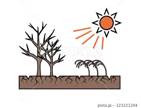 異常気象　干ばつのアイコンイラスト 123221204