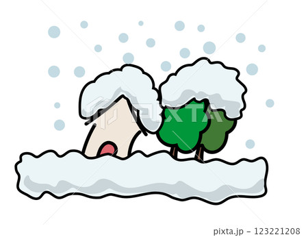 異常気象　豪雪のアイコンイラスト 123221208