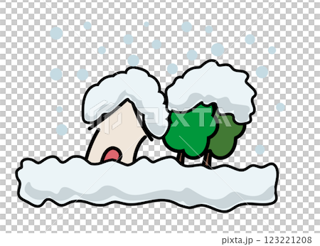 異常気象　豪雪のアイコンイラスト 123221208