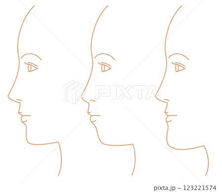 女性の横顔。顎の形のイラストのイラスト素材 [123221574] - PIXTA