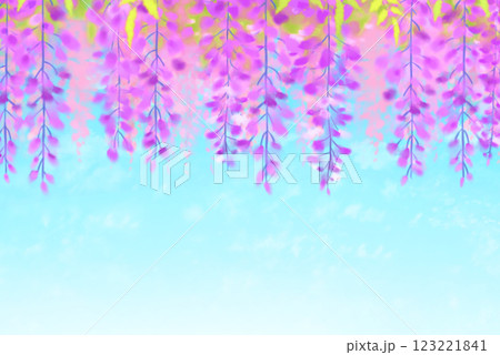 藤の花と青空 水彩 藤の花と青空 水彩 123221841