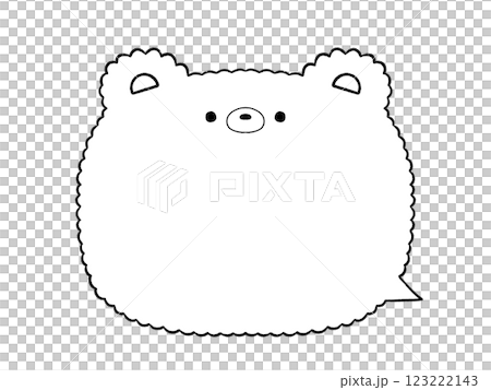 白黒 かわいいフワフワくまの吹き出し 白黒 かわいいフワフワくまの吹き出し 123222143