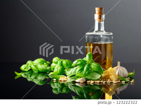 Ingredients for making Pesto sauce. 123222322