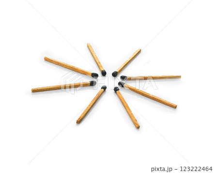 Wooden match close-up isolated on white background 123222464
