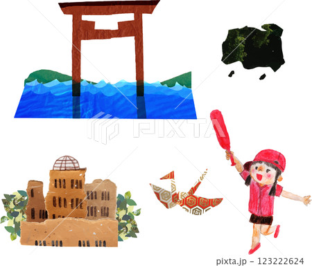 広島の観光地産地イラストカット 広島の観光地産地イラストカット 123222624