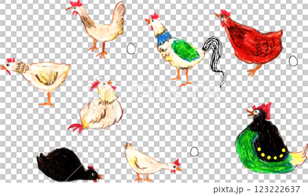 かわいいニワトリのイラスト素材 123222637