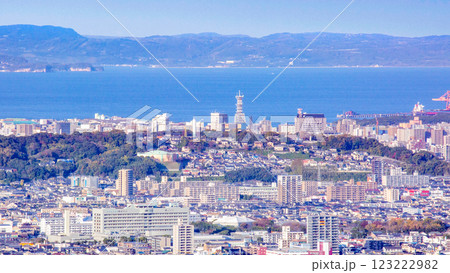 大分市街地と別府湾、国東半島の眺望 大分市街地と別府湾、国東半島の眺望 123222982