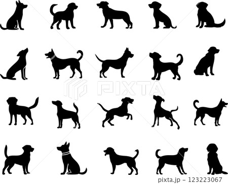 様々な犬のポーズセット 123223067