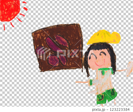子供が描いた芋掘りの絵 123223384