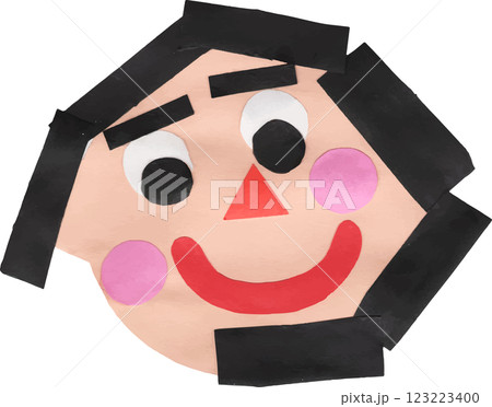 子供が制作した似顔絵の貼り絵 123223400