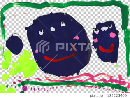 子供が描いたサツマのお芋さんの顔 子供が描いたサツマのお芋さんの顔 123223409