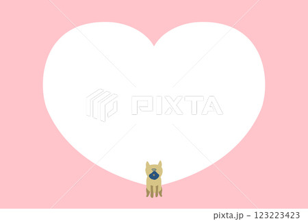 パグとハートのフレーム / ポストカード 123223423