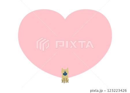 パグとハートのフレーム / ポストカード 123223426