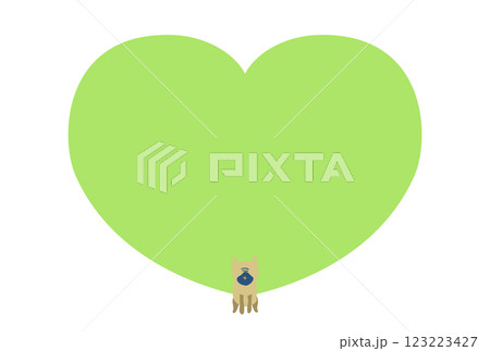 パグとハートのフレーム / ポストカード 123223427