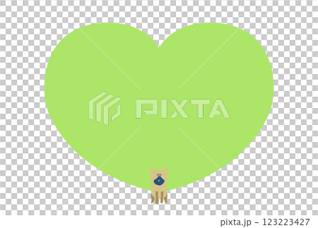 パグとハートのフレーム / ポストカード 123223427