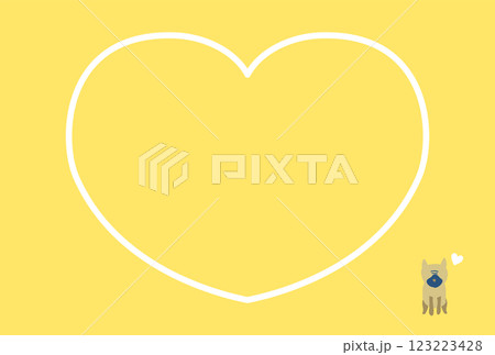 パグとハートのフレーム / ポストカード 123223428