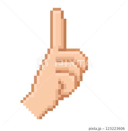 人差し指を立てた手のピクセルイラストレーション 123223606