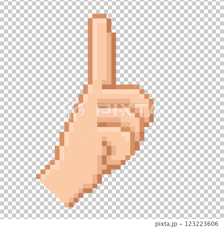人差し指を立てた手のピクセルイラストレーション 123223606
