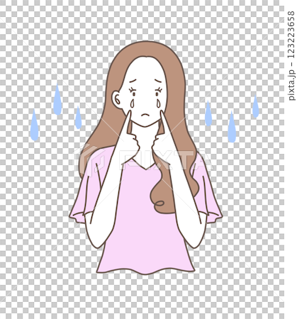 悲しくて涙を流す女性のイラスト素材 悲しくて涙を流す女性のイラスト素材 123223658