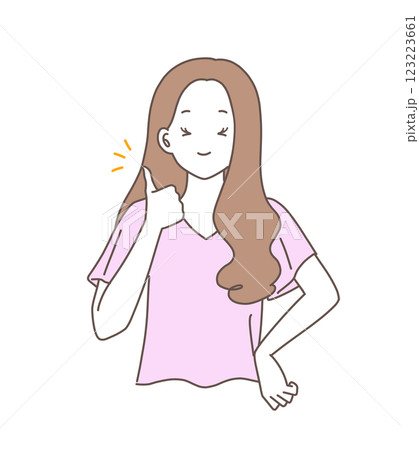笑顔でグッドポーズをする女性のイラスト素材 123223661