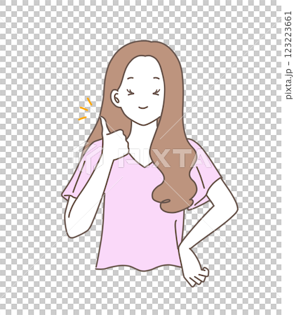 笑顔でグッドポーズをする女性のイラスト素材 123223661