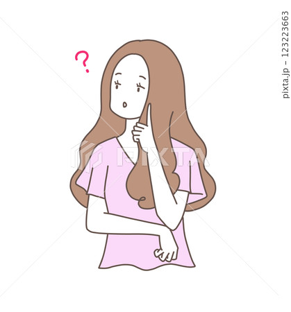 考え事をしている女性のイラスト素材 考え事をしている女性のイラスト素材 123223663