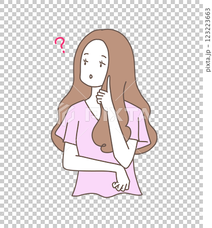 考え事をしている女性のイラスト素材 考え事をしている女性のイラスト素材 123223663