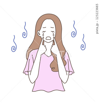 悲しくて涙を流す女性のイラスト素材 123223665