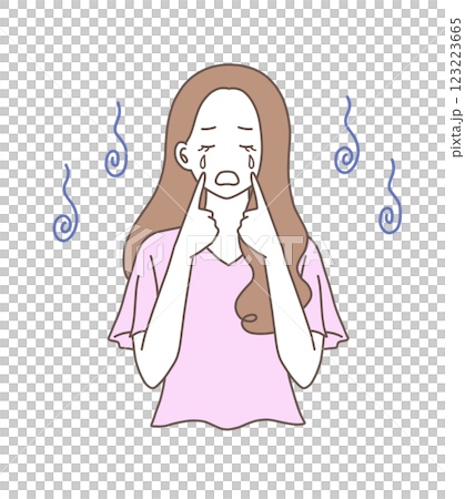 悲しくて涙を流す女性のイラスト素材 123223665