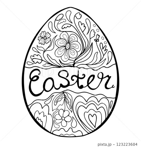 Easter egg doodle style. Happy easter hand drawn isolated on white background. Vector illustration. Easter egg doodle style. Happy easter hand drawn isolated on white background. Vector illustration. 123223684