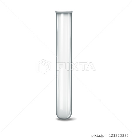 Realistic Transparent Glass Test Tube on White Background Realistic Transparent Glass Test Tube on White Background 123223883