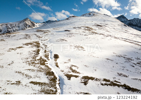 Snow-capped mountains in the Pyrenees 123224192