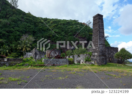 Ruins of the chimney Le Piton in Saint-Joseph de la Reunion Ruins of the chimney Le Piton in Saint-Joseph de la Reunion 123224199
