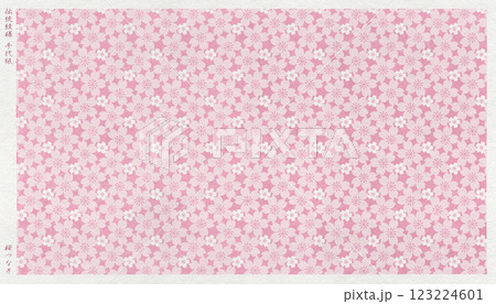 満開の桜を版画風に描いた、和モダンなおしゃれ和紙 123224601