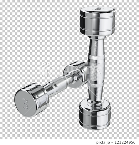 Two blank Round Dumbbells with number 3, chrome weightlifting gym equipment 123224950