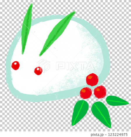 シンプルイラスト　クレヨンタッチ　雪うさぎ 123224975