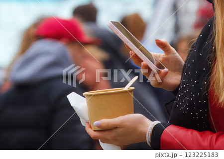 Making selfie of the food at Naplavka farmers market 123225183