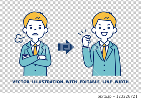 一位年輕商人解決問題和失敗的向量插圖_線寬可以編輯 123226721