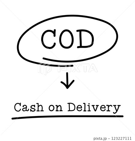 Letter of abbreviation COD in circle and word cash on delivery on white background Letter of abbreviation COD in circle and word cash on delivery on white background 123227111